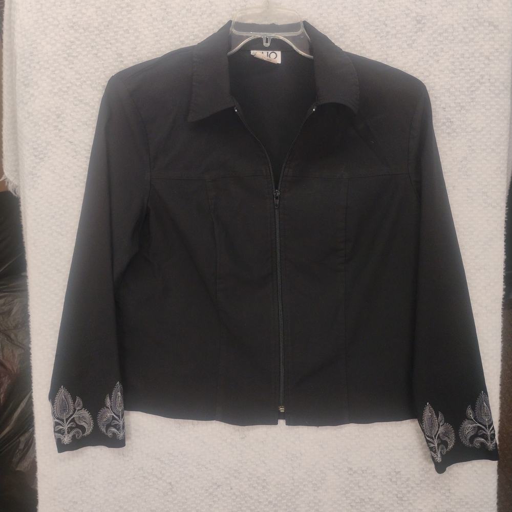 VTG Clio Women’s Medium Black Paisley Full Zip Jacket 90s Career Office USA Y2k